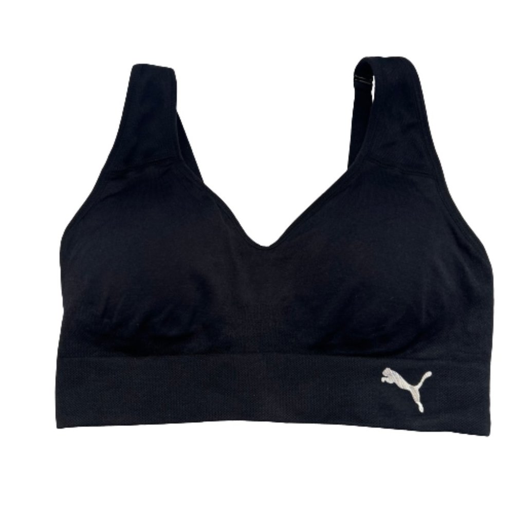 Puma Women's Black Stretch Knit Fabric Sports Bra NEW Small & Medium NWOT